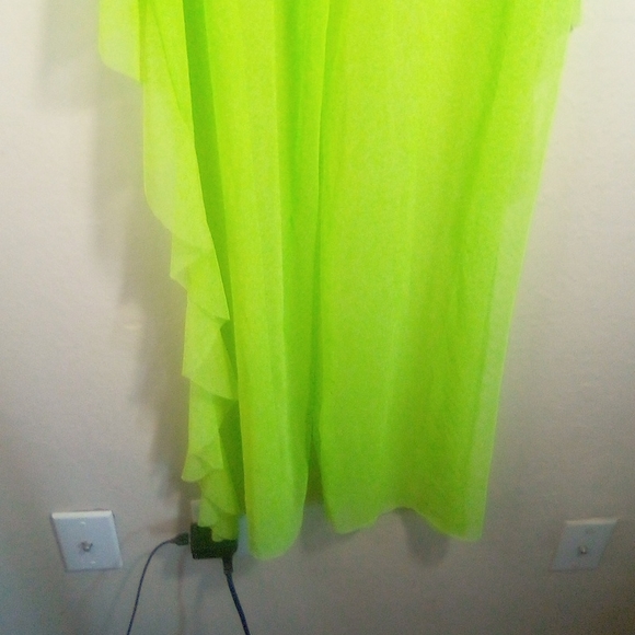 Love University Mesh Neon Green Ruffle Swim Cover-up Stretchy Pant - Picture 10 of 14